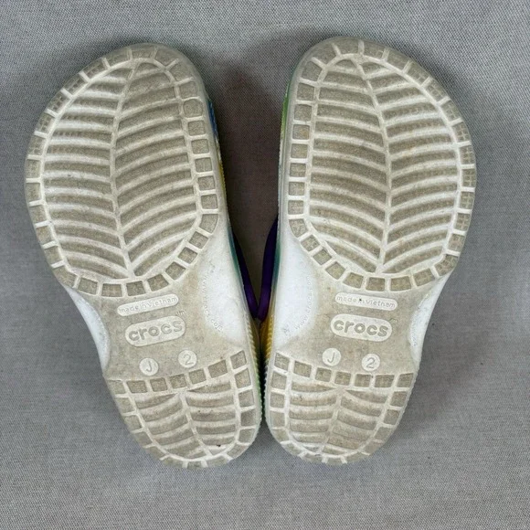 Crocs Classic Clogs Solarized Tie Dye Rainbow Purple w/Charms Slip On Shoes J2 - Picture 8 of 8